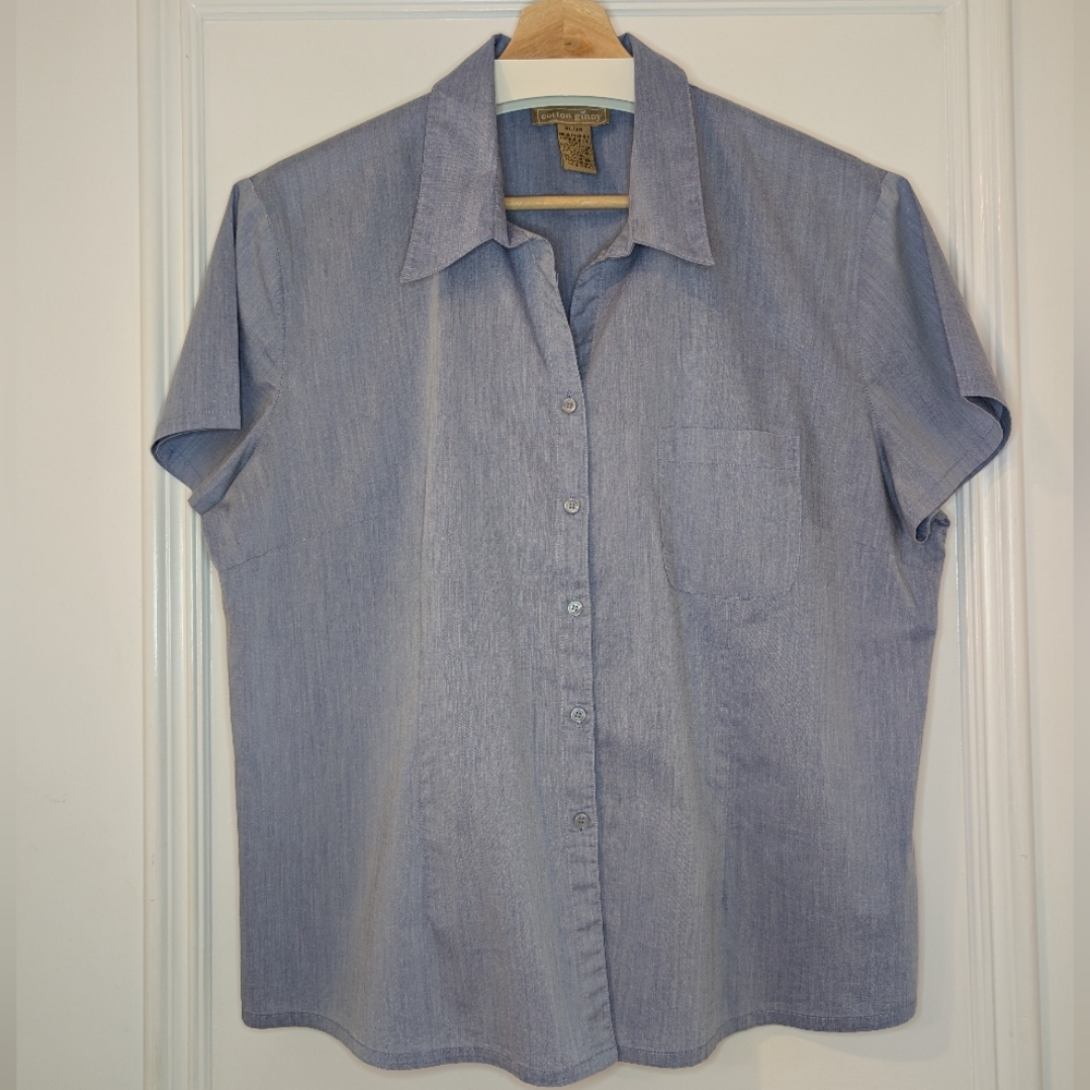 Classic Blue Button Up Short Sleeve Shirt